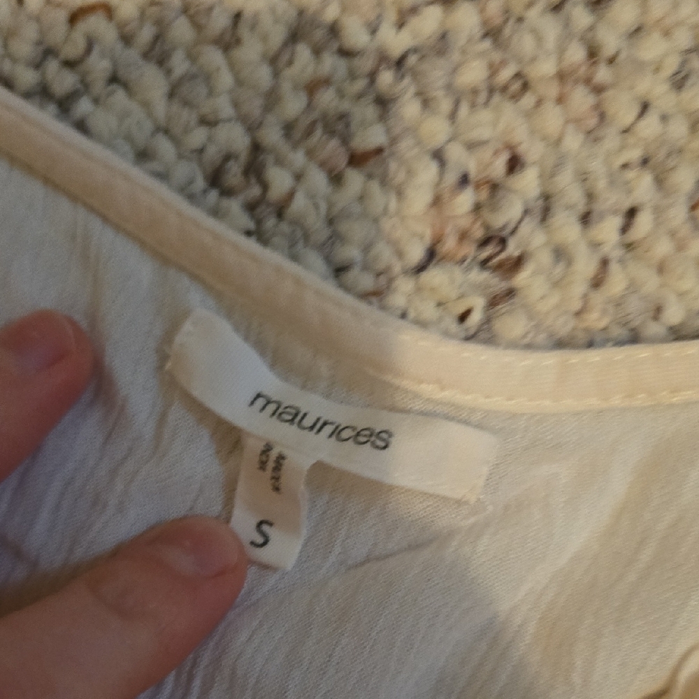 Maurices Cream Blouse with Tassel Accent - Picture 2 of 6
